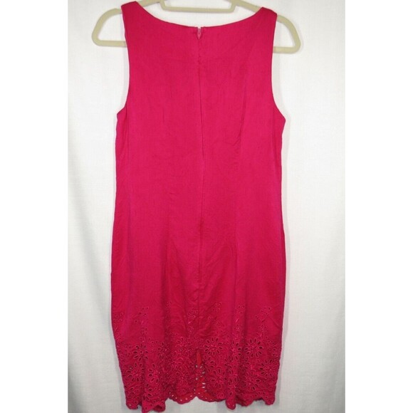 Vintage Miss Scarlett Fuchsia Floral Embroidered Cut Out Scalloped Dress Size 10 - Picture 10 of 13